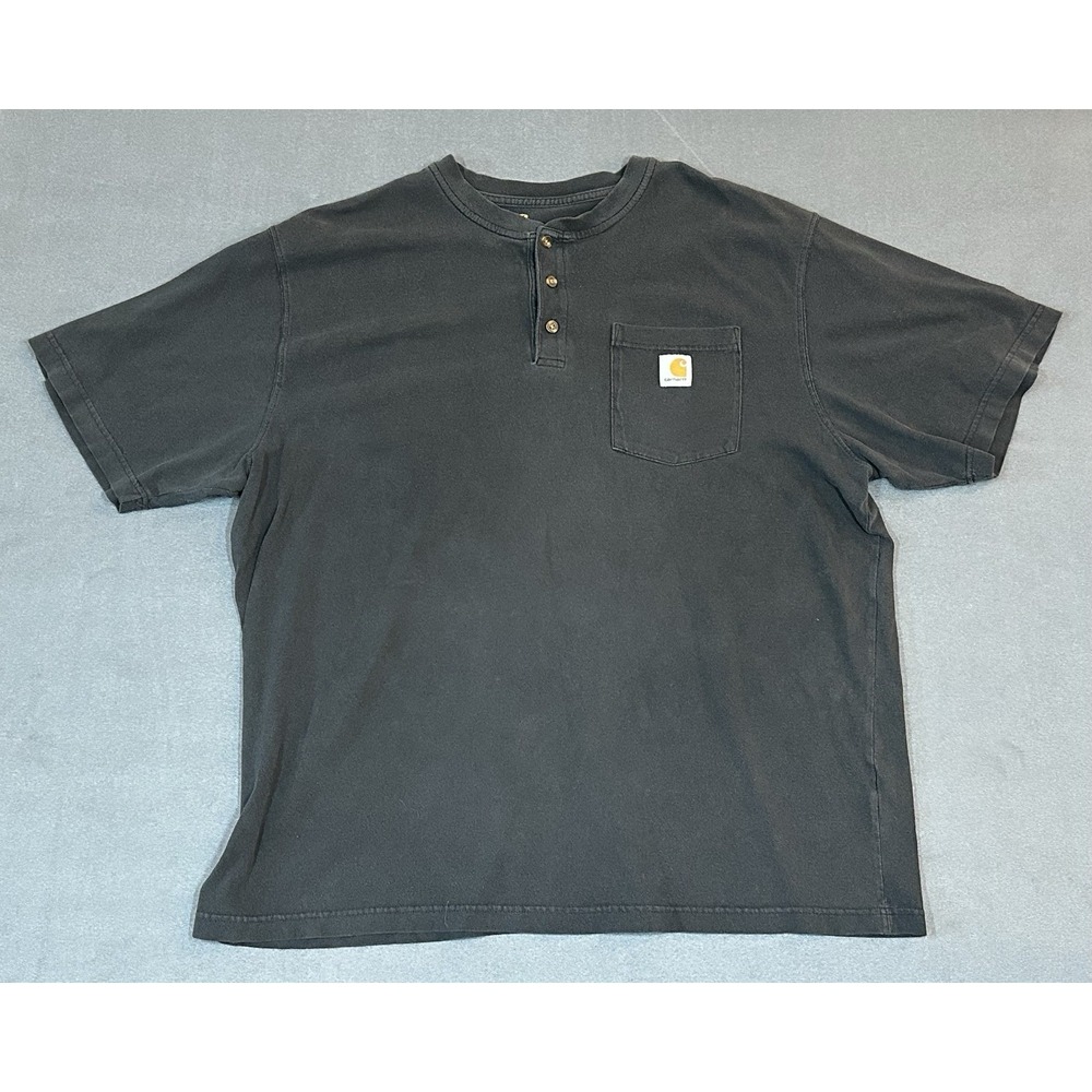Carhartt Henley Short Sleeve Pocket T-Shirt Heavyweight Original Fit Size XL